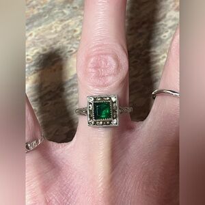 Antique Paste And Green Glass Ring